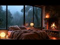 SLEEP IN 3 MINUTES (No Ads)💤🌧️Soft Forest Rain&Distant Thunder 🔥 Warm Glass Cabin for Emotional Calm