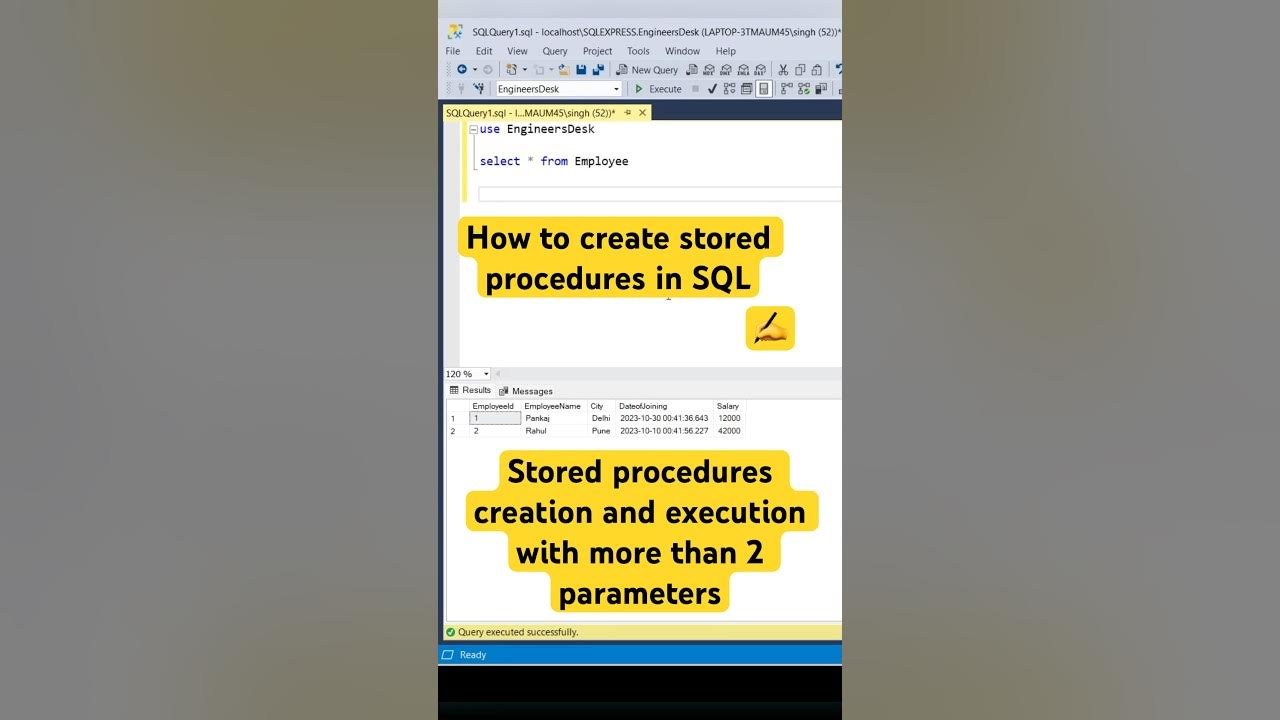 How to create and execute stored procedures in SQL #coding #shorts #sql ...