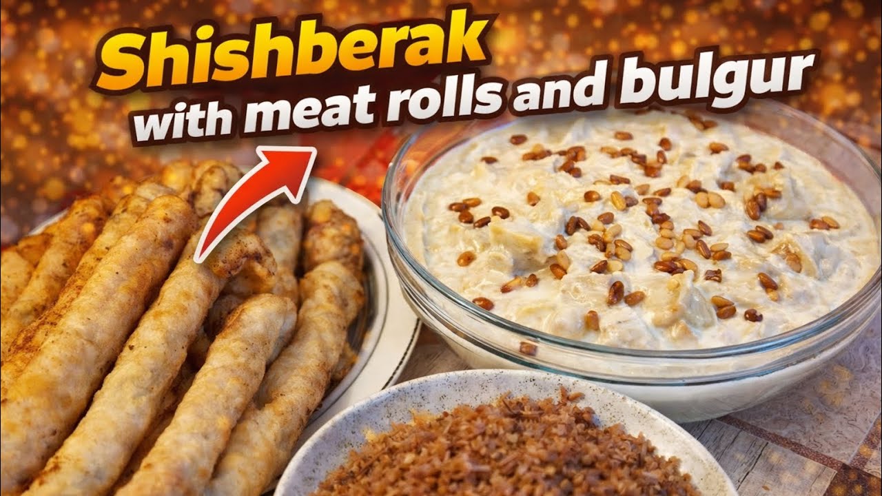غداء عربي فاخر شيشبرك،سمبوسك باللحمة وبرغل😋 Authentic Arabic cooking.Shishbarak, meat rolls&bulgur🍽️