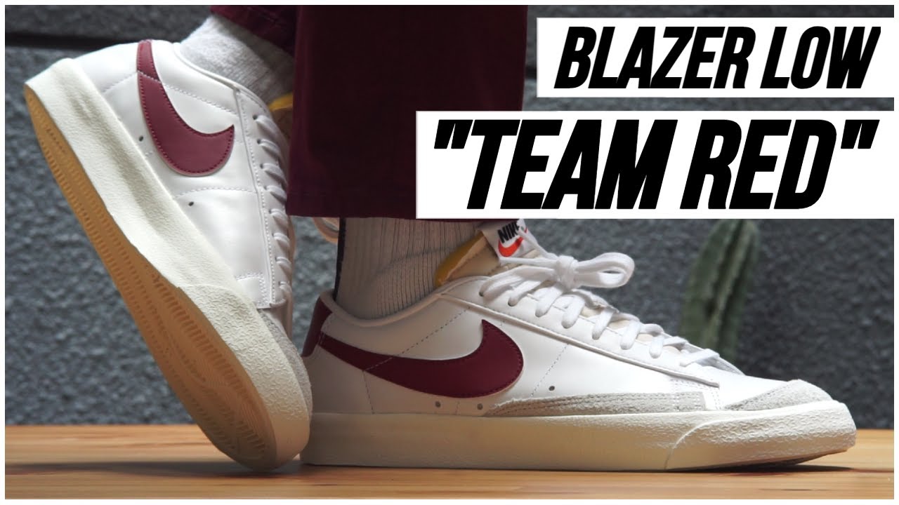 jeans Universitet tiggeri Nike Blazer Low "Team Red" - On Feet & Close Up 360 - YouTube
