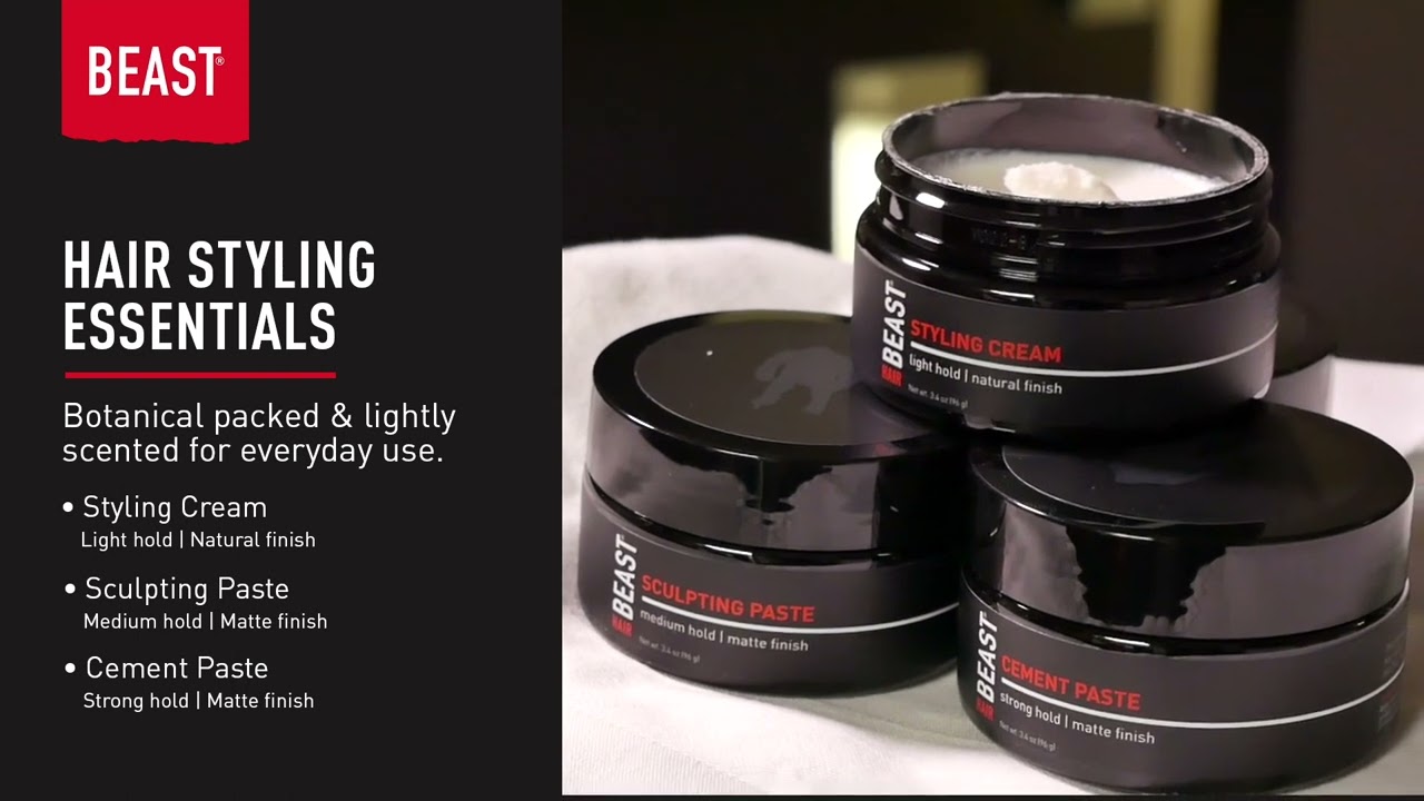 Beast Hair Styling Essentials - Styling Cream, Medium Hold Hair Paste, Strong Hold Cement Paste