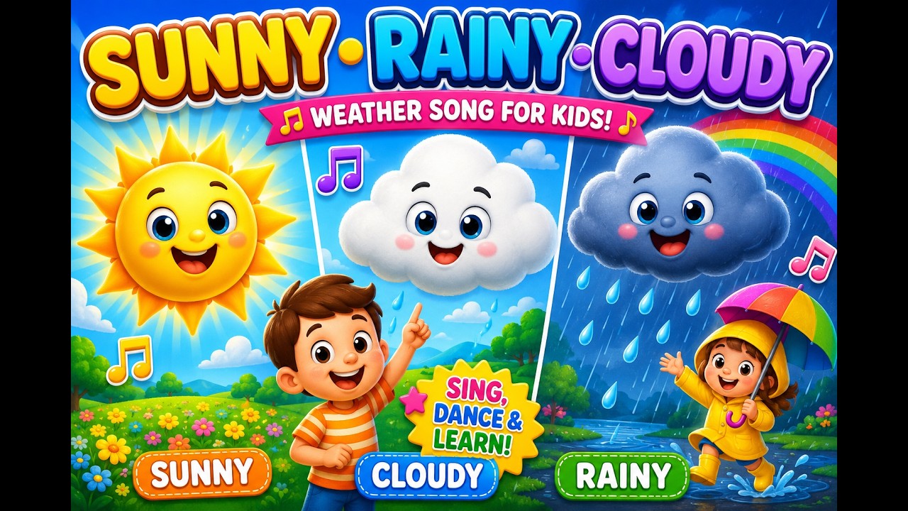 ☀️ Sunny Rainy Cloudy 🌧️☁️ | Fun Weather Song for Kids 🎶 | Nursery ...