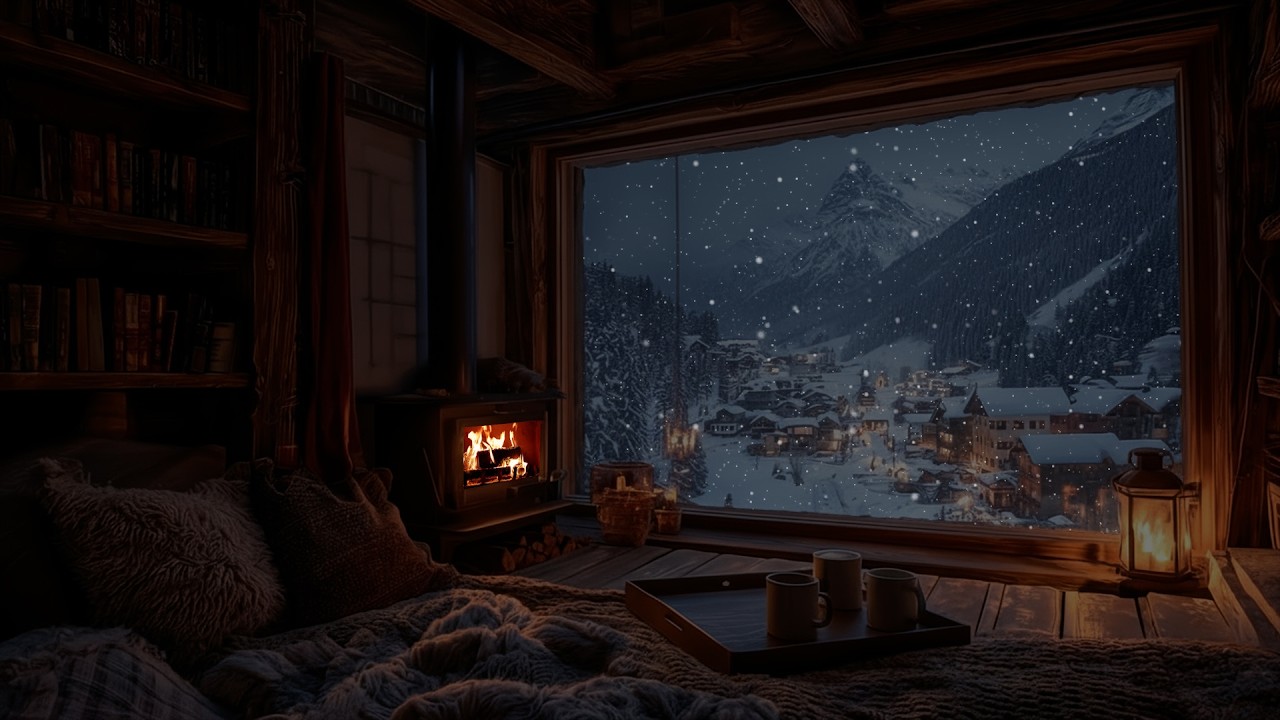 Soft Winter Snow Moving by Warm Firelight ❄️ A Calm Winter Space for Deep Work and Focus