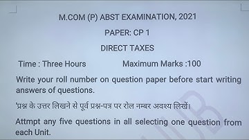 M.Com( Pre.) ABST| Exam paper 2021 | Direct Tax  |Dr. Ruchi Khandelwal
