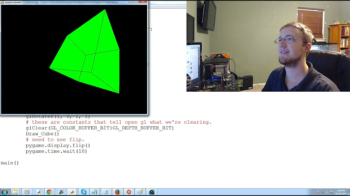 OpenGL with PyOpenGL tutorial Python and PyGame p.1 - Making a rotating Cube Example