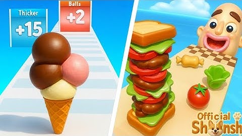 Ice Cream Rush VS Sandwich Runner - All Levels Satisfying Walkthrough Gameplay
