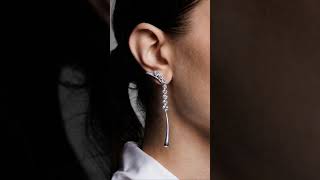 14K White Gold Curve Drop Earrings#lumeraura #jewelry #acc #fashion #whitegold #earrings