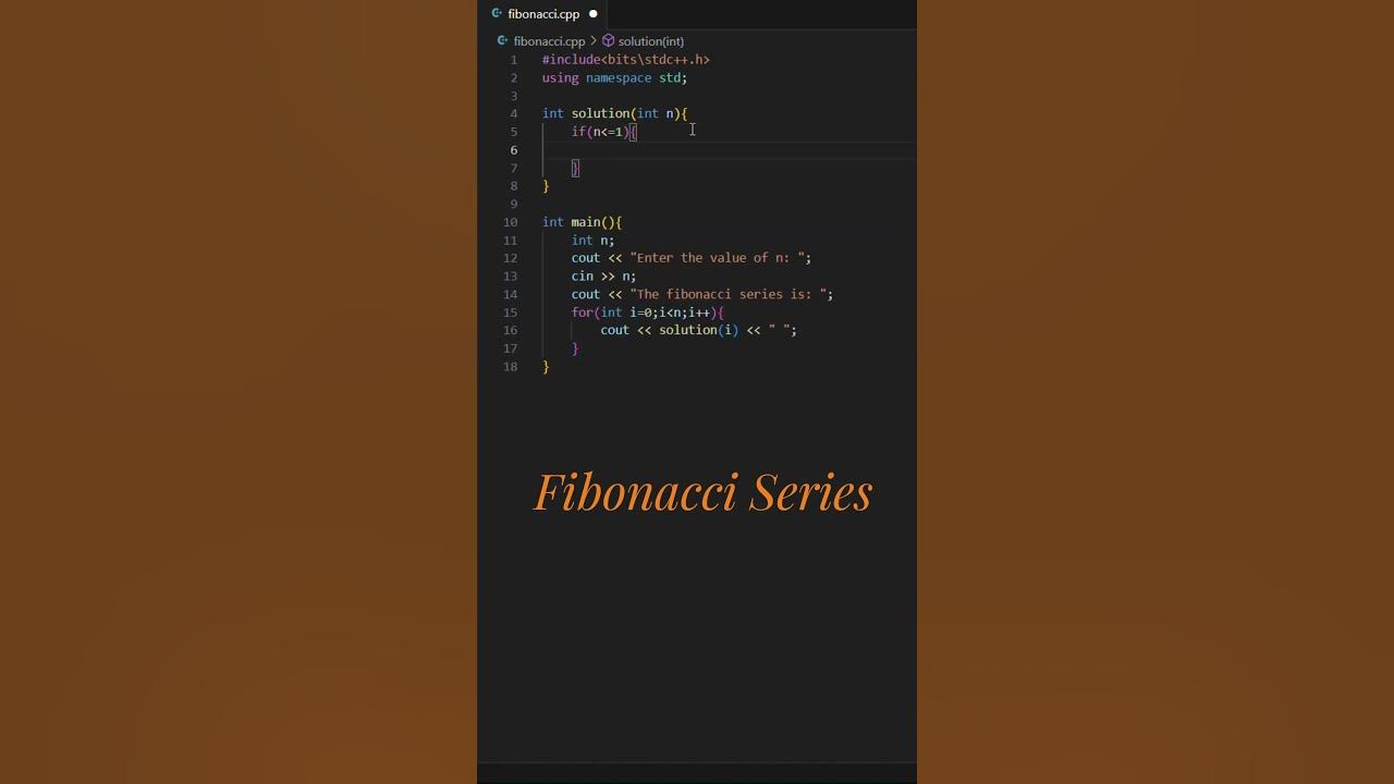 Fibonacci series using recursion in C++ | C++ #shorts - YouTube
