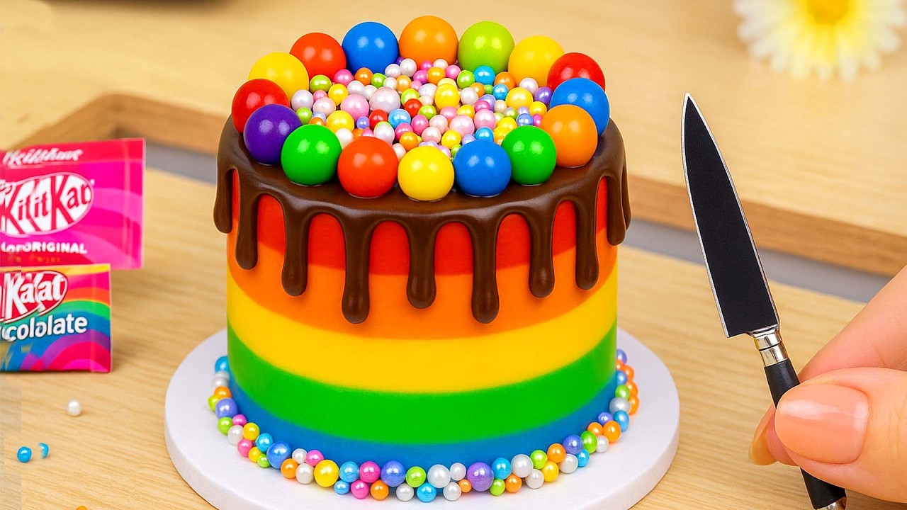 How To Make Mini Rainbow Cake🌈Colorful Mini Rainbow Cake with Chocolate ...