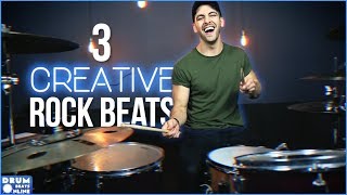 3 Creative Rock Beats That HIT HARD! - Beginner Drum Lesson | Drum Beats Online