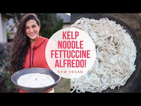 Kelp Noodle Fettuccine Alfredo! Raw Vegan Recipe!