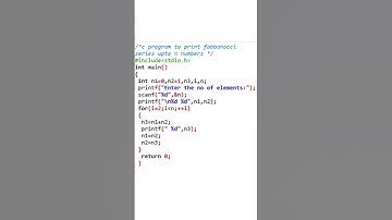 Write a c program to print Fibonacci sequence up to n numbers. #c #fibonacci #basicprograms #shorts