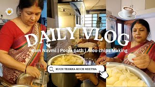 Morning Routine | Aloo chips making | Pooja path 🌺 #minivlog #ytshorts #foryou #fyp 