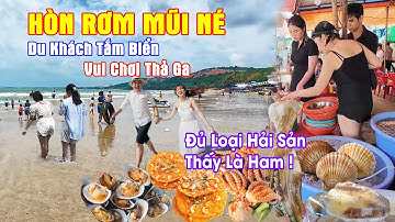 Du Khách Đến Hòn Rơm Mũi Né Tắm Biển Vui Chơi, Đủ Loại Hải Sản, Bạch Tuột Tươi Rói Cực Ngon