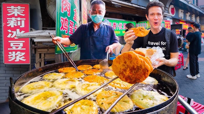 Vibrant street food stalls in Guangdong, featuring fresh and colorful dishes