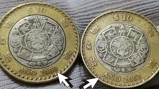 MONEDAS - $10 PESOS 2000 Y 2001 DIFERENTES ¿CUANTO VALEN? 🤑💲