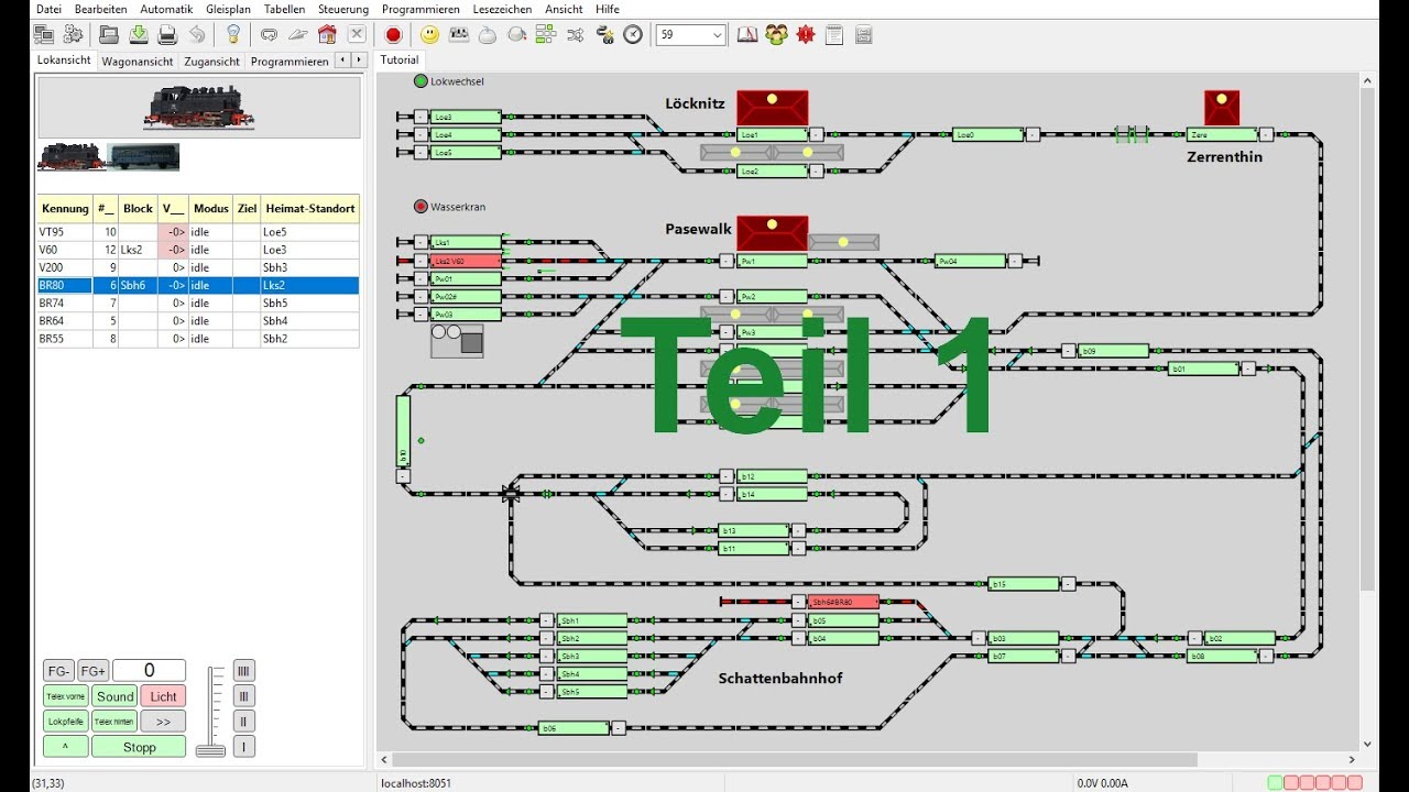 Rocrail Steuerung automatische Zug und Rangierfahrten Teil 1 - YouTube