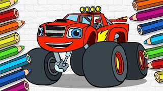 Как нарисовать машину Блейз. Из мультфильма «Вспышка и машины-монстры».