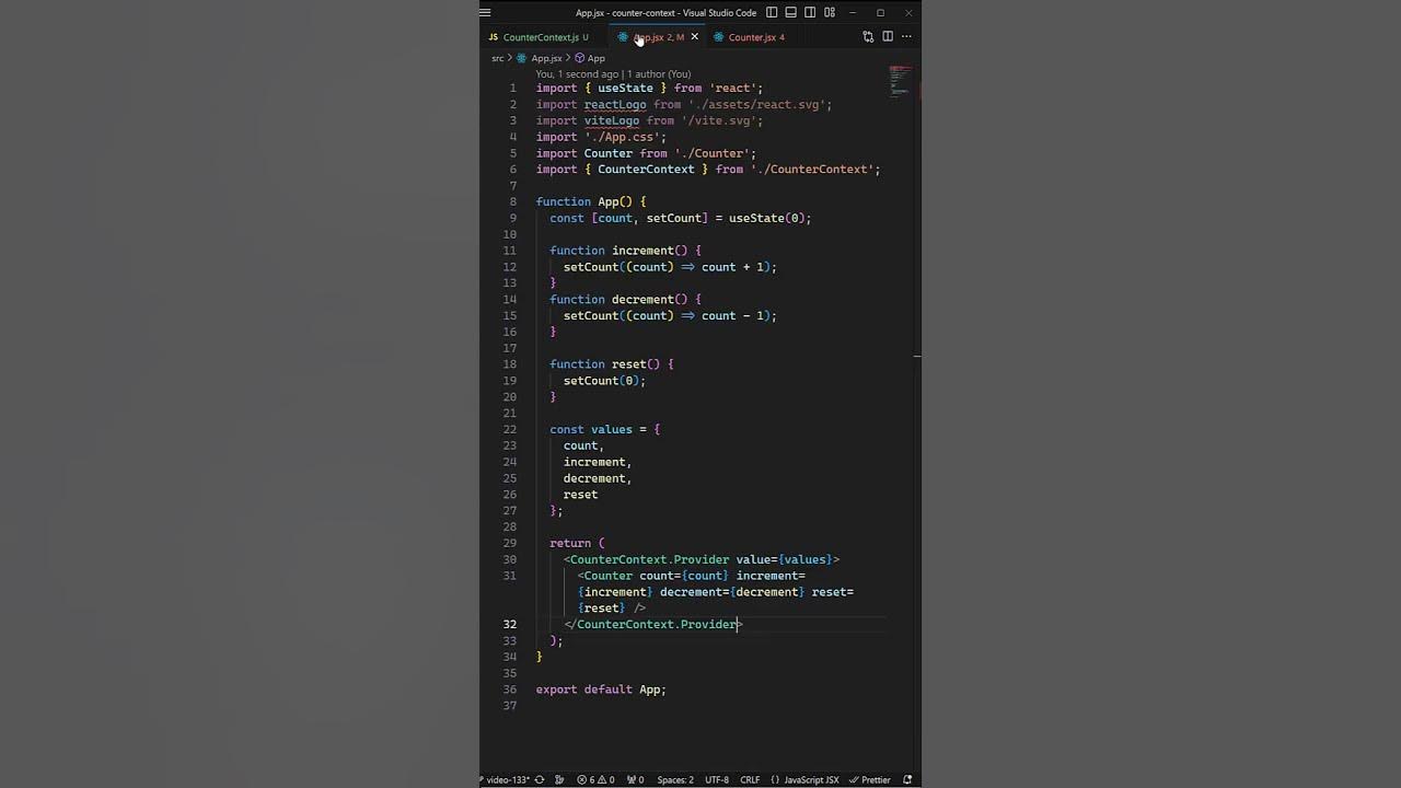 Create Context method for creating the context provider in React ...