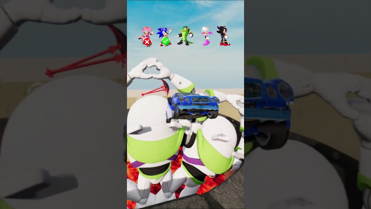 Help Sonic and Friends Slide and Jump over Buzz Toy Story #shorts #sonic #beamngdrive 