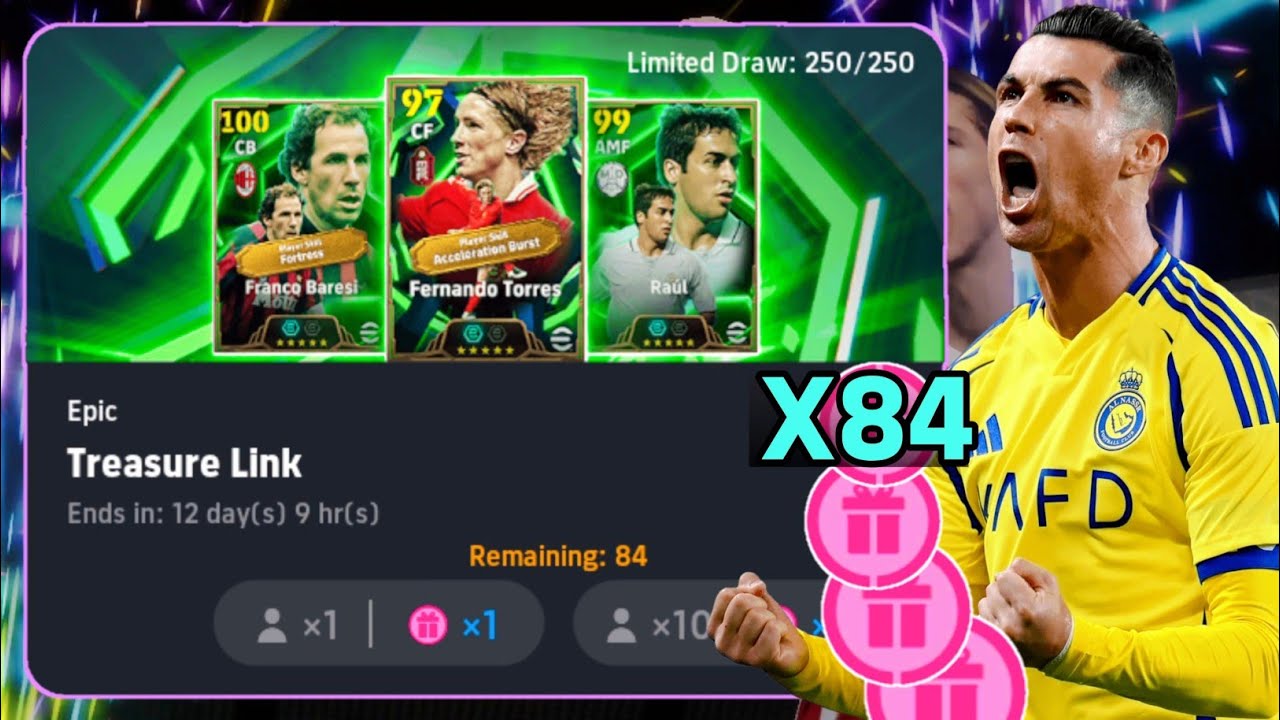 Best Rewards!! 🎁😍 Treasure Link X84 Pack Opening! Free EPIC Torres, Baresi, Park Ji Sung, Rosicky 🔥