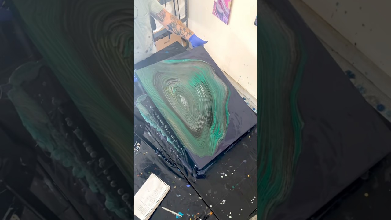 A sea of green. Dive in! #artist #art #acrylic #pourpainting #fluidart #paint #fluidartwork #fyp