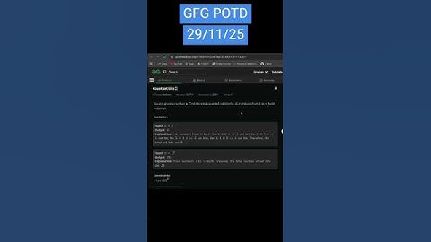 Count set bits | GFG POTD | 29/11/2025 #coding #gfg #potd #java #cpp