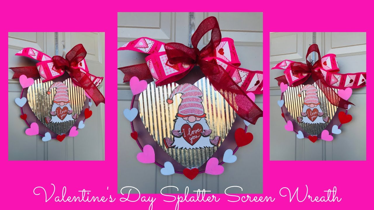 Dollar Tree Valentine's Day Heart Wreath using 2 Colors of 6 Inch