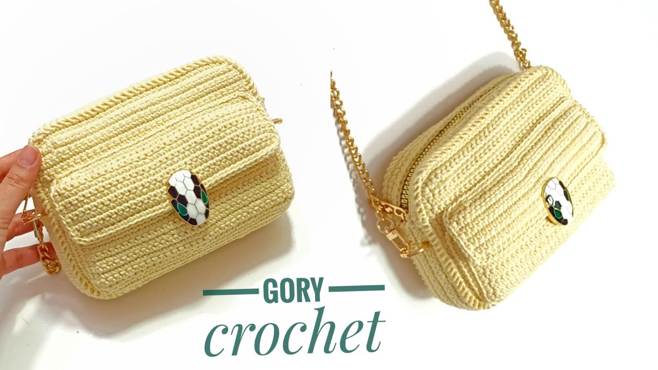شنطه كروشيه بجيب امامي سهله وبسيطه Crochet bag/Bolso de crochet/Bolsa de crochê/Tas rajutan