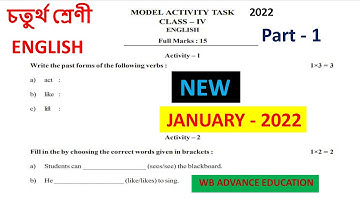 CLASS - 4 ENGLISH MODEL ACTIVITY TASK  PART - 1  JANUARY 2022