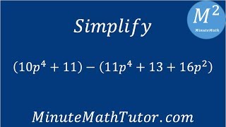 Simplify (10p^4+11)-(11p^4+13+16p^2)