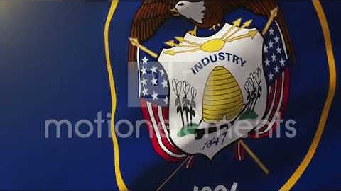 Utah Flag Waving In The Wind. Looping Sun Rises Style. Animation Loop Stock Animation