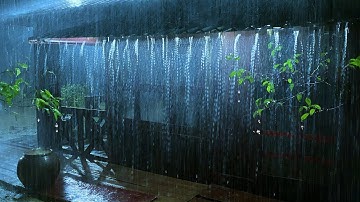 Sleep Instantly in Palm Tent with Heavy Rainstorm & Roaring Thunder Sounds in RainForest at Night