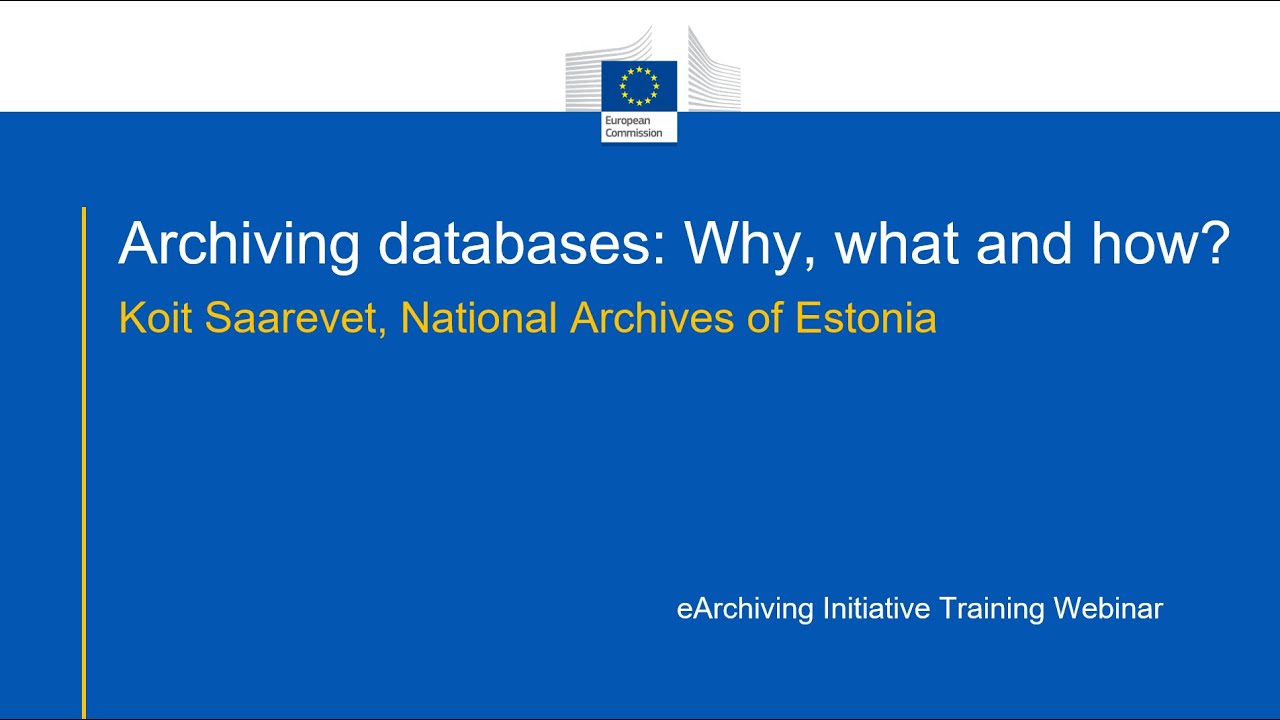 Archiving databases: Why, what and how? - YouTube