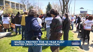 Flint community members march to commemorate 10 years of water crisis