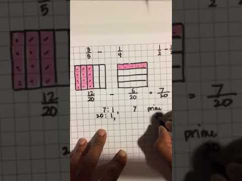 Subtracting Fractions using a Rectangular Grid continued - YouTube