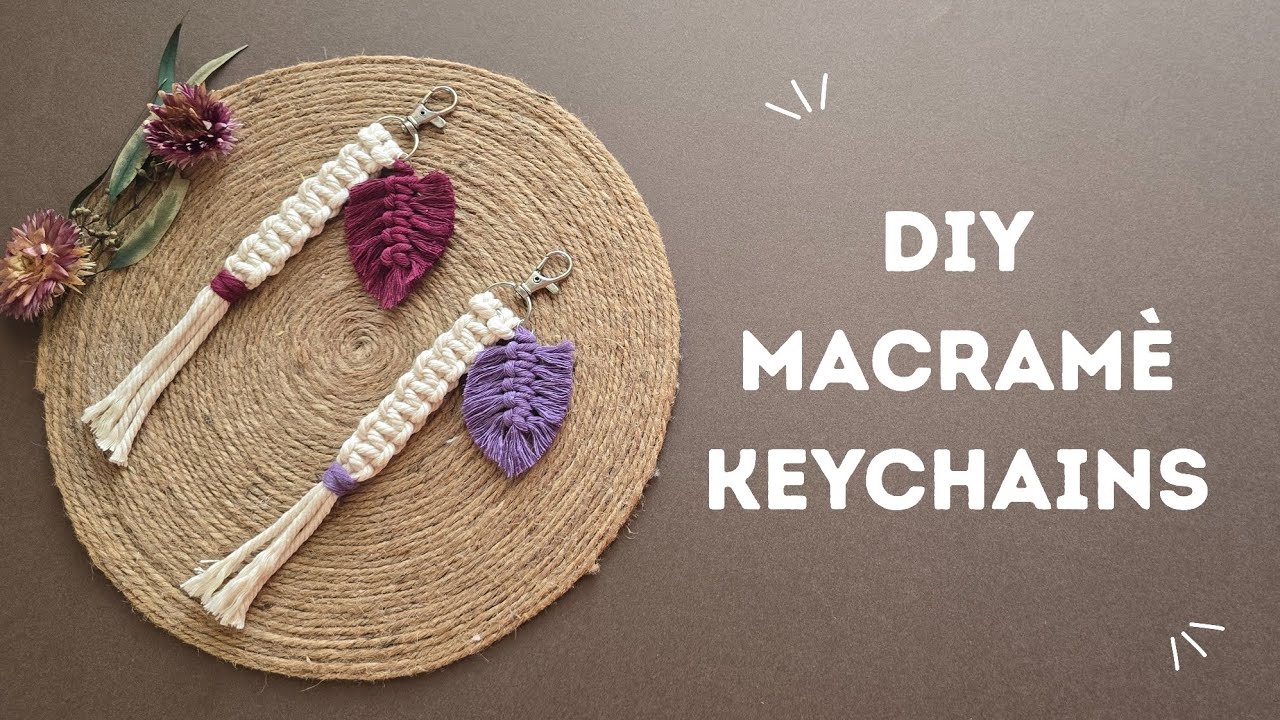 How to make macrame keychain with feather | Easy and simple way to make charm | Beginner's friendly