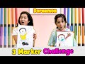 Doraemon 3 Marker Challenge | Blindfold Challenge | Cute Sisters