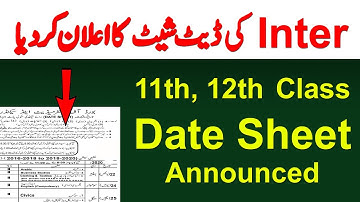 Inter Exams Date Sheet - 11th Class Exams - 12th Class Exams - Board Exams 2020 - UTV