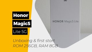 Honor Magic5 Lite 5G, ROM 256GB, RAM 8GB, Unboxing and first start