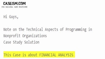 Note on the Technical Aspects of Programming in Nonprofit Organizations Case Study Help