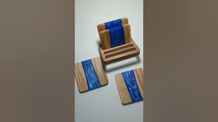 Resin and Wood Coasters with a holder www.interiashop.com