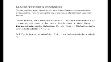 4.2 Linear Approximations and Differentials
