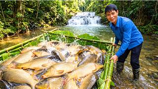 Pulling a Net in the Stream | Harvesting 1000+KG of Carp Using Homemade Traps Go To Market Sell