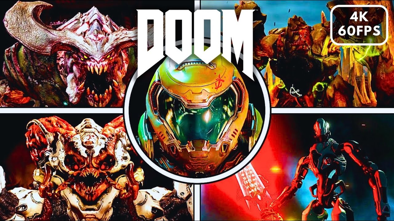 DOOM 2016 ALL BOSSES & ENDING (4K 60FPS) With Cutscenes. - YouTube