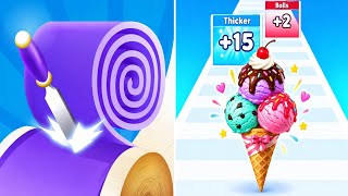 Ice Cream Rush vs Spiral Roll 2026 | Crazy Max Level Gameplay! screenshot 4