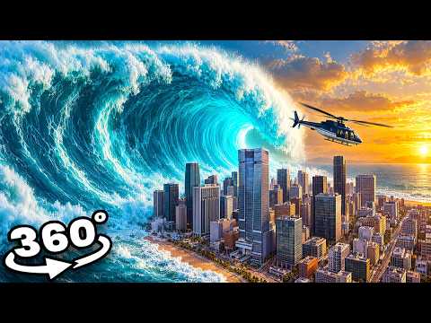 VR 360° I Escaped in the Last Helicopter… the Biggest Tsunami Was Taking Everyone (Scary VR 360 8K)