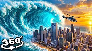 VR 360° I Escaped in the Last Helicopter… the Biggest Tsunami Was Taking Everyone (Scary VR 360 8K)