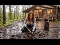 Rainy Forest Life: Complete Log Cabin Build Journey (Compilation)????????