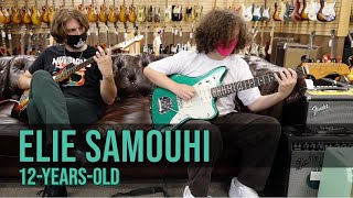 12-years-old Elie Samouhi and Lemmo playing 2 Fender Jazzmasters at Norman's Rare Guitars